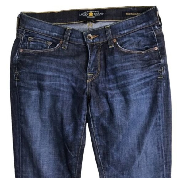 Lucky Brand Womens Blue Zoe Skinny Jeans Size 8 31Wx32L Dark Wash Stretch Tall - Picture 3 of 11